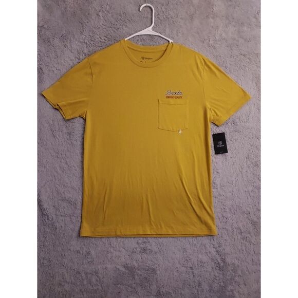 NEW Brixton Shirt Mens Small Graphic Spellout Logo Sunset Yellow Pacsun Sprint S - Picture 2 of 11